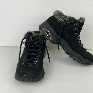 Skechers Womens Sport Black Hiking Ankle Boots Lace up